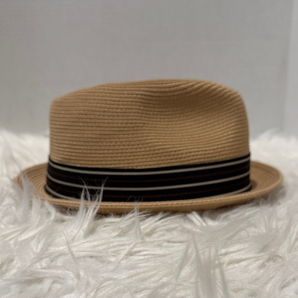 THE HATTER Tan Fedora with Black Striped Band - Picture 5 of 9